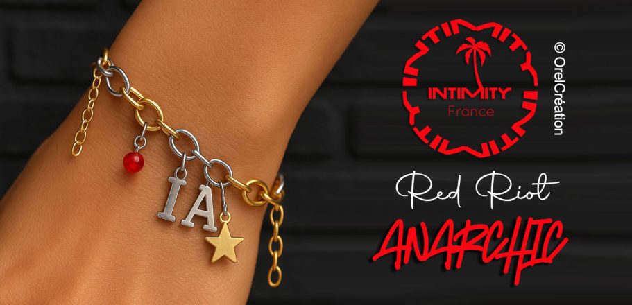 Bracelet femme pièce unique de créateur Bracelet coloré avec des charms "LA", étoile et cœur rouge. Logo "Red Riot Anarchic".